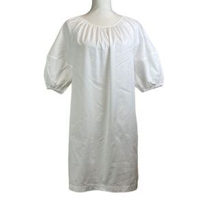 NWT Banana Republic Cotton Poplin Peasant Dress Puff Sleeve White Size XSmall